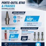 Porte-outil BT40 & Fraises CNC Pierre disponibles immédiatement